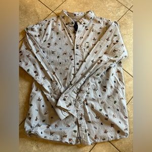 Kavu large long sleeve button up Sasquatch shirt.